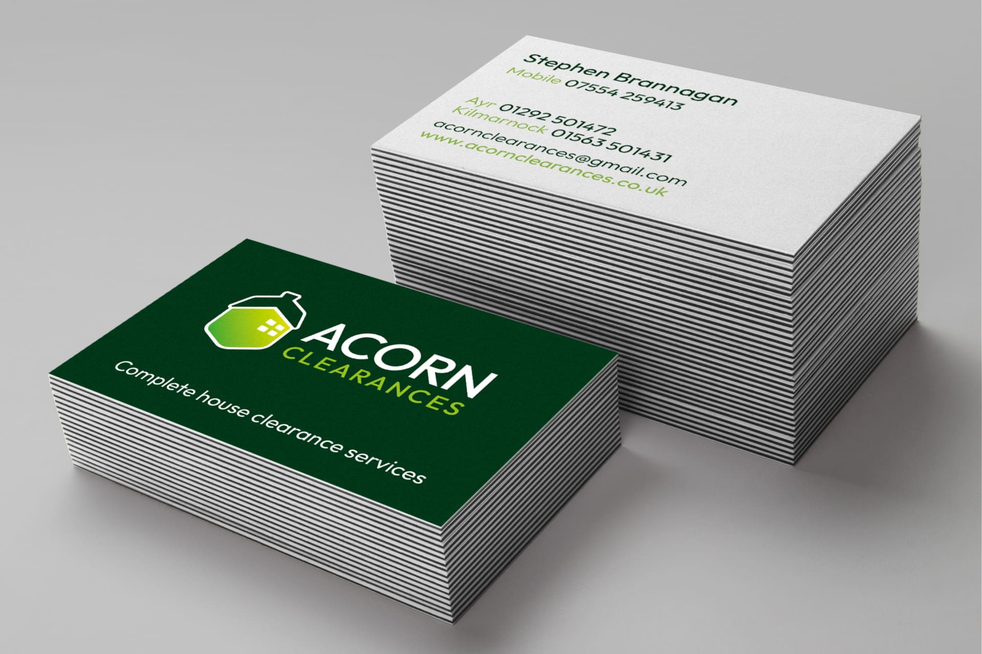 Acorn Clearances business cards